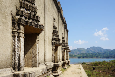 Thai temple ruins in the lake