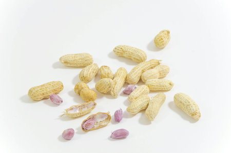 peanut with shells on white background