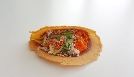 Thai Crispy Pancake with coconut and sesame infill