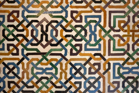 Moors style colorful mosiac tile wall  texture