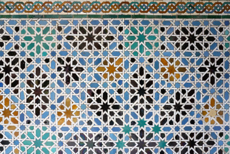 Moors style colorful mosiac tile wall  texture