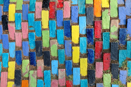 coloful ceramic linear tile texture and patternの写真素材