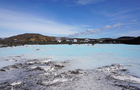 Beautiful  blue water lake at blue lagoon in Icelandの写真素材