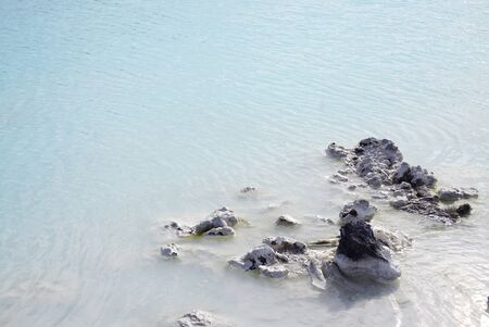 Beautiful  blue water lake at blue lagoon in Icelandの写真素材