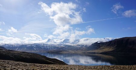 Beautiful Meadow landscape on the road in Icelandの写真素材