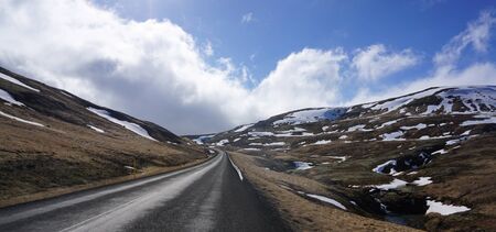 Beautiful Meadow landscape on the road in Icelandの写真素材