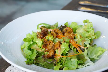 homemade Grilled barbecue pork saladの写真素材