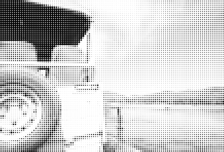 Halftone black and white dots of safari car with nature backgroundのイラスト素材