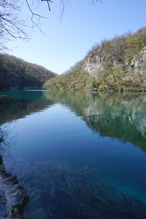 Beautiful landscape along the way in Plitvice lake national park , Croatiaのeditorial素材
