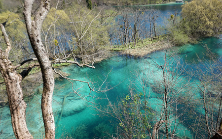 Beautiful landscape along the way in Plitvice lake national park , Croatia in aprilのeditorial素材