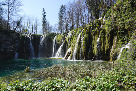 Beautiful landscape along the way in Plitvice lake national park , Croatia in aprilのeditorial素材