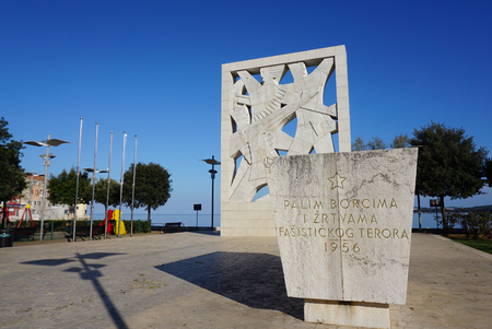 Rovinj, Croatia - 8 April ,2017 : Art scupture of spomenik palim borcima in Rovinj on 8 April 2017 in Rovinj, Croatiaのeditorial素材