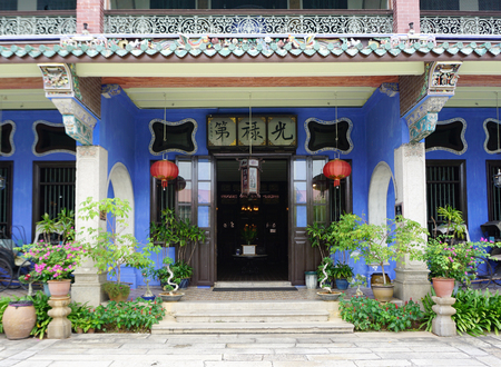 George Town, Malaysia - 4 June ,2017 : Beautiful building of Cheong Fatt Tze - The Blue Mansion in George Town, Penang on 12 April 2017 in George Town, Malaysiaのeditorial素材
