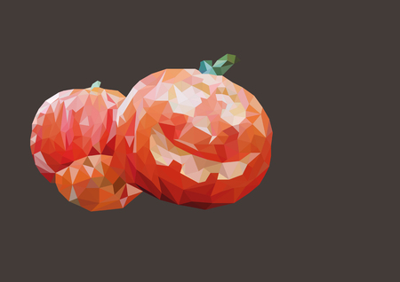 Abstract of Halloween orange pumpkin low poly vector with dark backgroundのイラスト素材