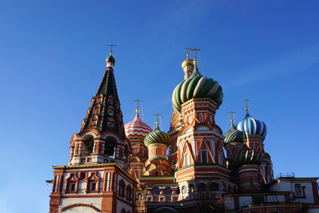 Moscow, Russia - 8 November,2017 : Iconic architecture of the beautiful Saint Basil's Cathedral on the sunny day on 8 November 2017  in Moscow, Russiaのeditorial素材