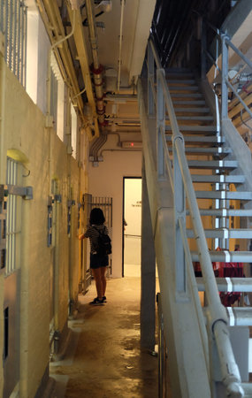 Hong Kong, Hong Kong- 30 August,2018 : Beautiful architecture of the renovated former Central Police Station compound in to the Tai Kwun Centre for Heritage and Arts around    on 30 August 2018 in Hong Kong, Hong Kongのeditorial素材