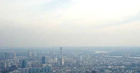 Bangkok, Thailand â 1 January ,2019 : skyscraper building in Bangkok skyline with Chao Phraya river view on 1 January ,2019 in Bangkok, Thailandのeditorial素材