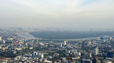 Bangkok, Thailand â€“ 1 January ,2019 : skyscraper building in Bangkok skyline with Bang Kajao...
