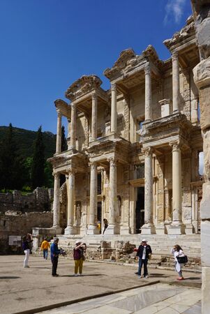 Selcuk, Turkey - 15 April ,2019 : Celsus Library one of the most beautiful structures in Ephesus ,The Ancient Greek and Roman ruins on 15 April ,2019 in Selcuk, Turkeyのeditorial素材