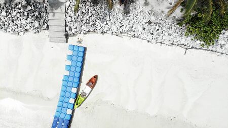 Bird eye view of the Beautiful beach of Horse shoes island in Andaman sea the nature of Myanmar.の写真素材