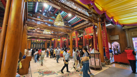 Bangkok, Thailand - 28 December,2019 : beautiful Traditional Chinese architecture and detail with...