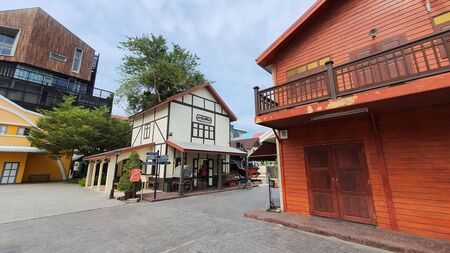 Nakhon Pathom, Thailand %u2013 01 January, 2020 : Beautiful varieties architecture building of the Thai Film Archive history museum with people walking around %u2013 01 January, 2020 in Nakhon Pathom, Thailandのeditorial素材
