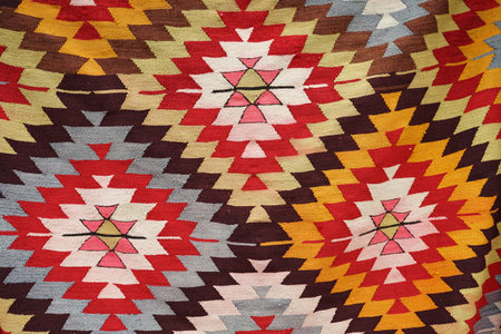 Colorful geometric fabric in middle east style texture pattern detail