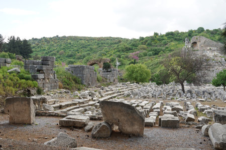 Ancient Greek and Roman ruins in Ephesus the famous landmark in Selcuk,Turkey