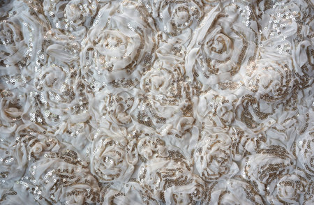 Beautiful cream color with small gold ring sequin textile pattern and texture