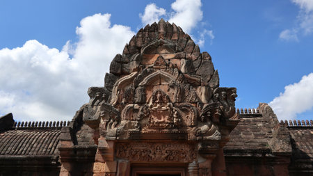 Buriram , Thailand â 5 November,2021 : Beautiful ancient stone structure and architecture at Phanom Rung Historical Park the landmark of Buriram province â 5 November,2021 in Buriram , Thailandのeditorial素材