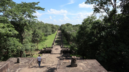 Buriram , Thailand â 5 November,2021 : Beautiful ancient stone structure and architecture at Phanom Rung Historical Park the landmark of Buriram province â 5 November,2021 in Buriram , Thailandのeditorial素材
