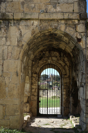 Kutaisi, Georgia â22 October,2021 : The beautiful architecture of Bagrati Cathedral on the hill of Kutaisi town on the sunny day â 22 October,2022 in Kutaisi, Georgiaのeditorial素材