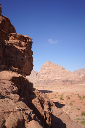 Beautiful orange sands dune of Wadi Rum desert the unique landscape of Jordenの写真素材