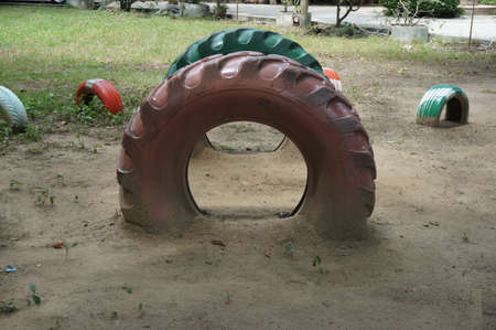 Rubber rings for kids climbing at the playgroundの写真素材