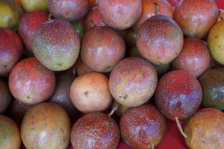 Close up of photo of very fresh red passion fruit background