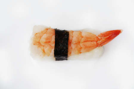 Japanese food, Sushi shrimp with seaweed isolated on white background.の写真素材
