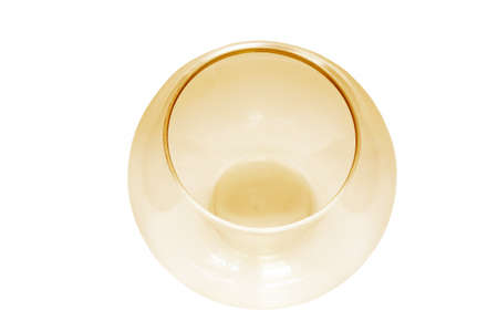 Empty fish bowl, glass bowl, orange color, isolated on white background, close upの写真素材