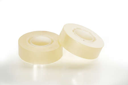 Transparent adhesive tapes isolated on white backgroundの写真素材