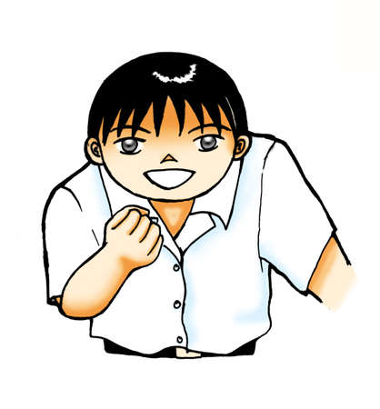 School boy clipart illustration - happy smiling boy with determination isolated on white backgroundの写真素材