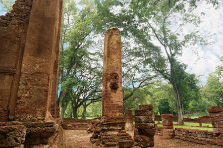 A photo of ruin of stone pillars, is a World Heritage at Si Satchanalai Historical Park, Sukhothai, Thailandの写真素材
