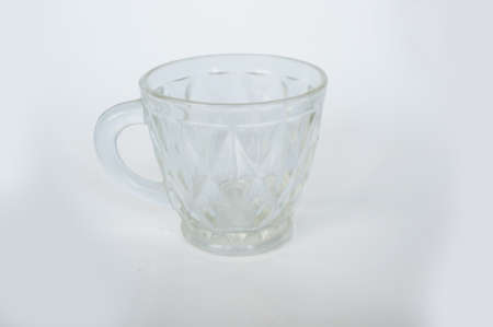 Crystal transparent utensils or crystal cup, glass cup, isolated on white background, close up                               の写真素材