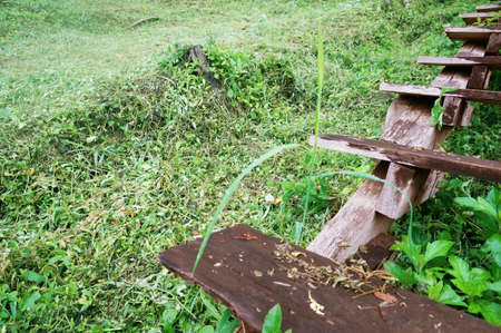 Photo of old wooden stairs in the forest at Huay Mae Khamin Waterfall, Kanchanaburi, western of Thailand, outdoorの写真素材