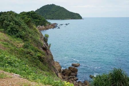 A photo of the rocky coast of the sea at Chanthaburi, Thailandの写真素材