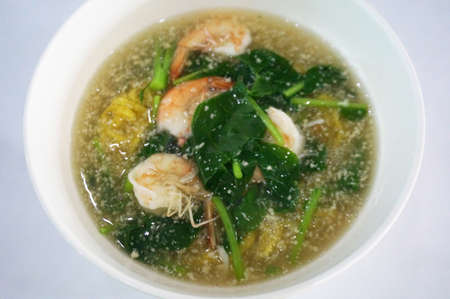 Asia - Asian eating food, Thai food, a Noodles in Thick Gravy with Seafood, close upの写真素材