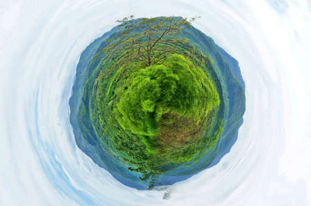 Environment Concept, Earth Day, Eco friendly Green Planet Energy concept for World environment day. Save Earth. Forest full with tree in circular shapeの写真素材