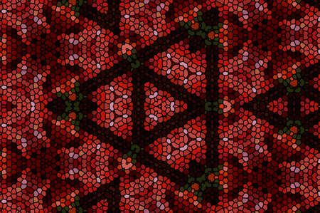 Abstract stained glass, geometrical kaleidoscope multicolored background consisting of bright triangular elementsの写真素材
