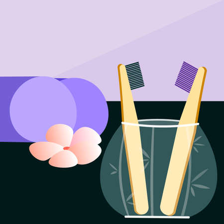 Bamboo brushes. Eco lifestyle concept.のイラスト素材