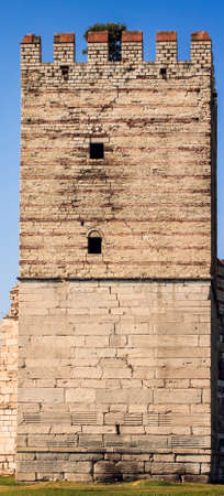 Ancient Byzantine Walls in Istanbul, Turkeyの写真素材