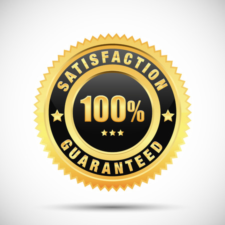 100% satisfaction guarantee golden label isolated on white backgroundのイラスト素材
