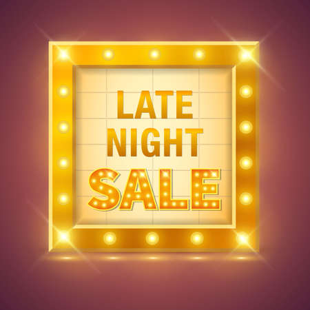 Late Night Sale sign in Retro neon glowing frameのイラスト素材